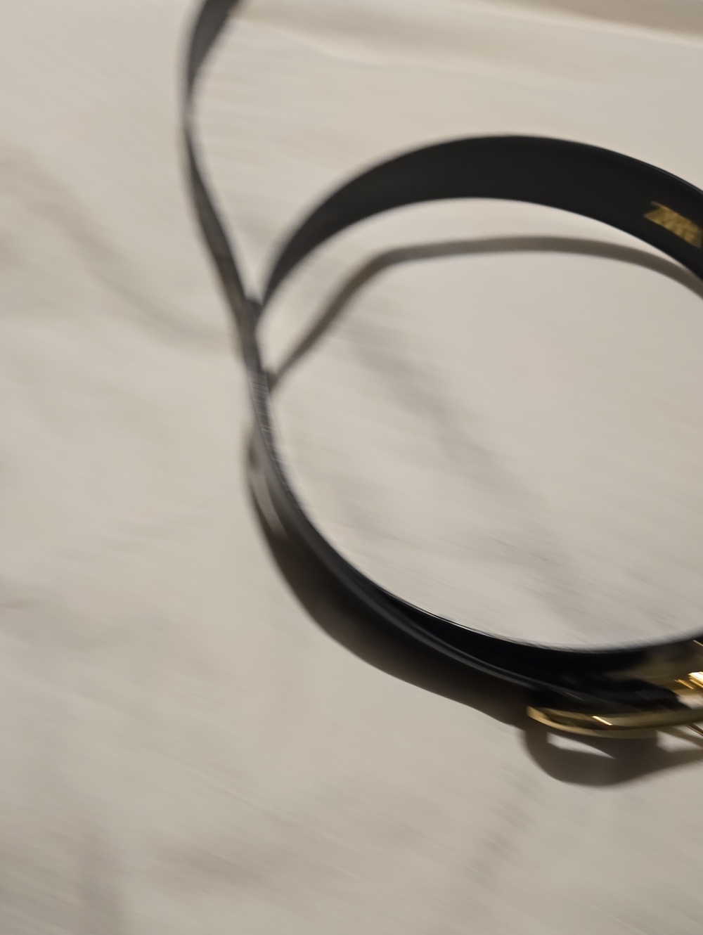 Black Leather Womens Belt with Gold Buckle